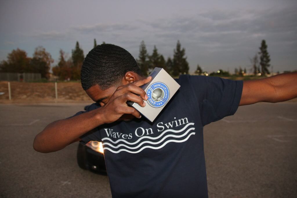 waves on swim shirt