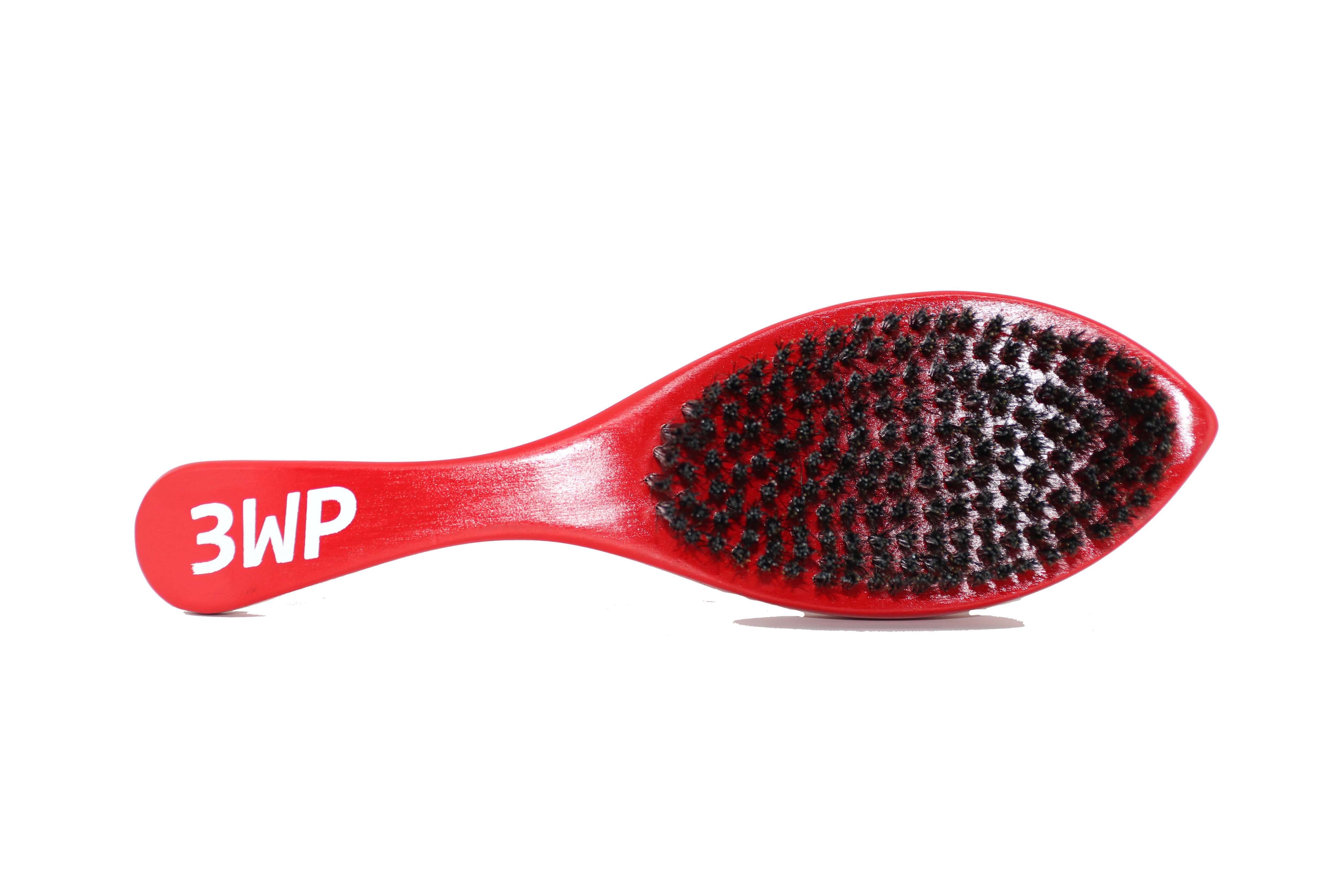 3WP Curved Red 360 Wave Brush handle
