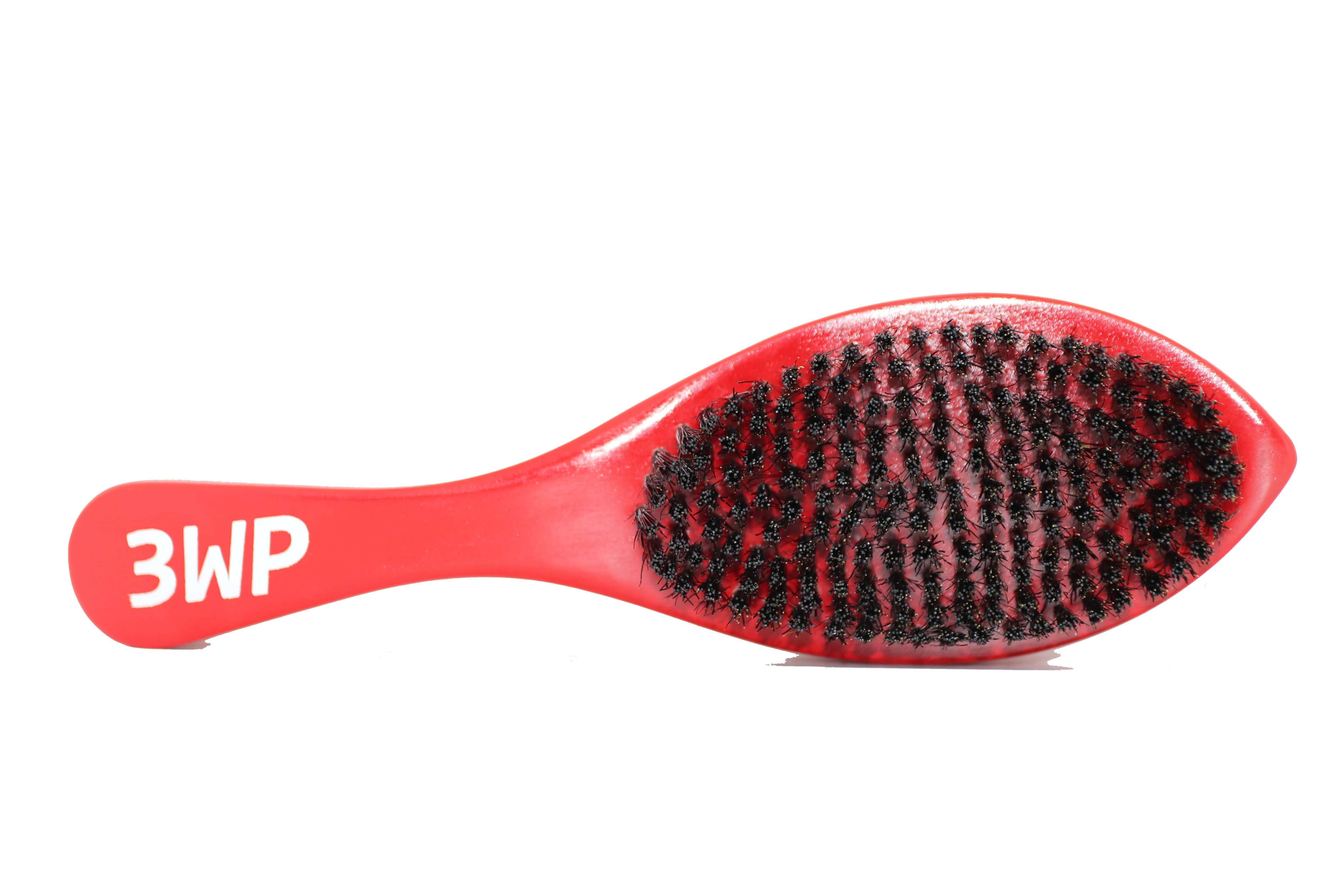 3WP Curved Red 360 Wave Brush handle