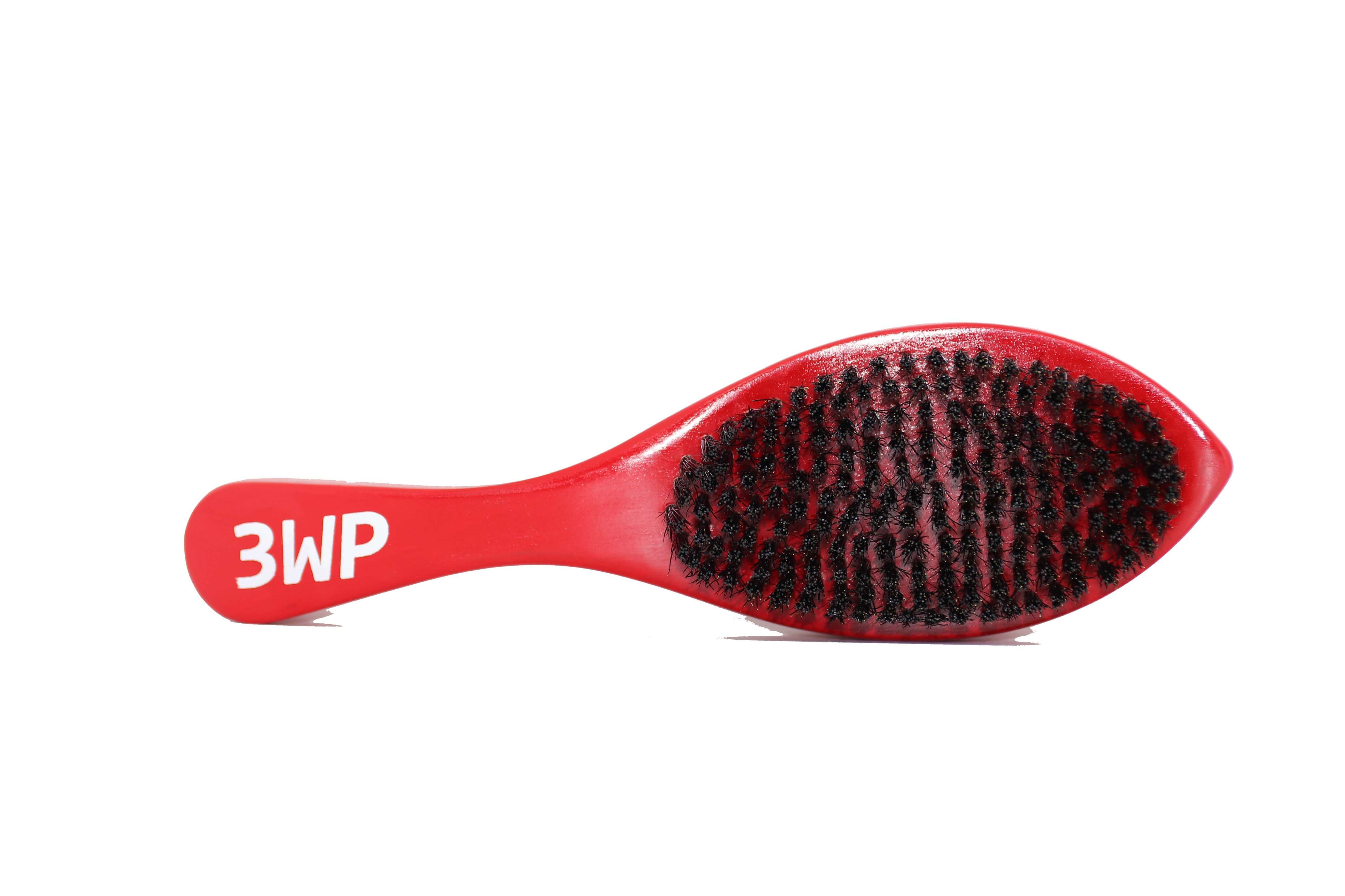 3WP Curved Red 360 Wave Brush handle