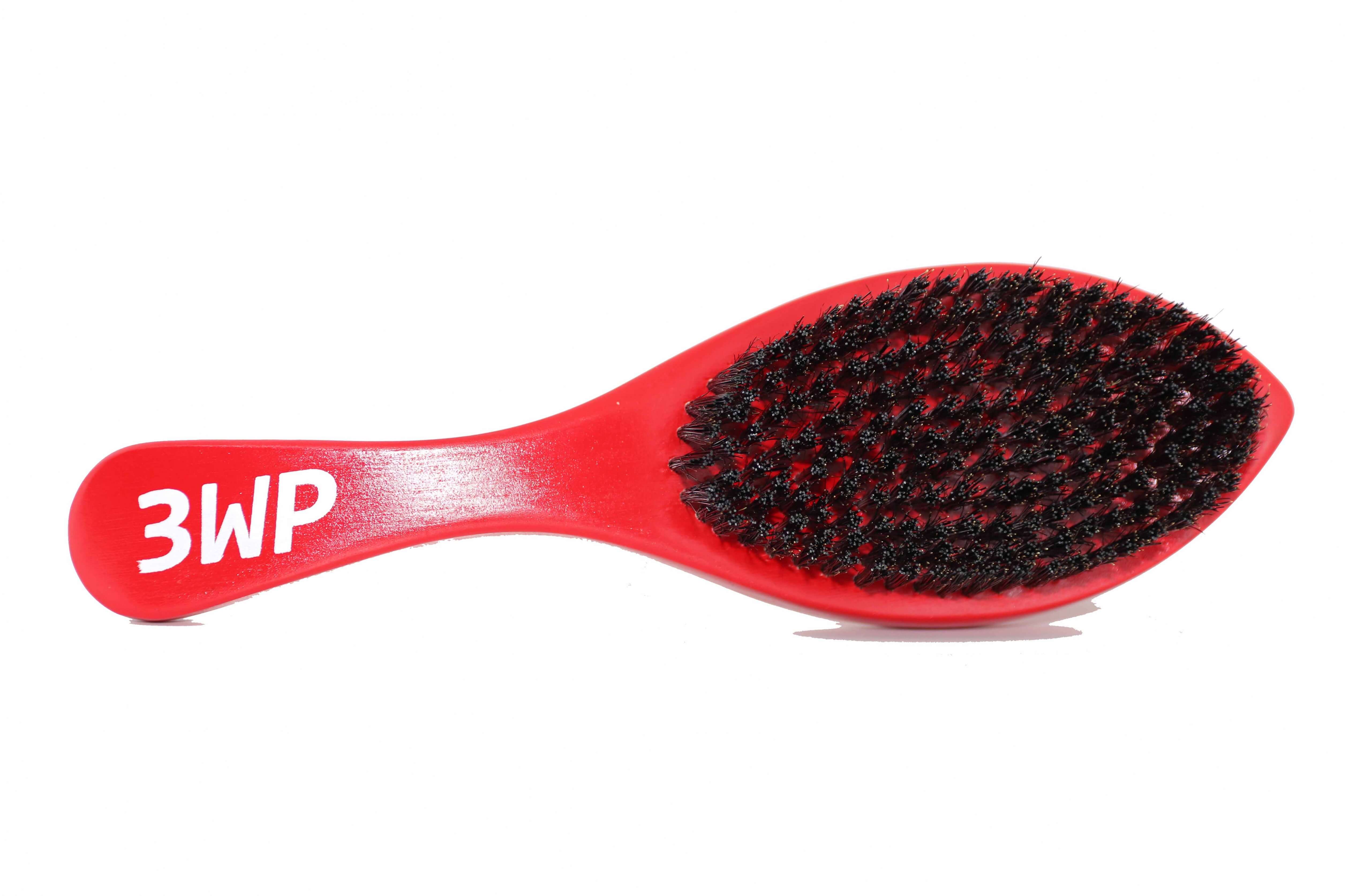 3WP Curved Red 360 Wave Brush handle