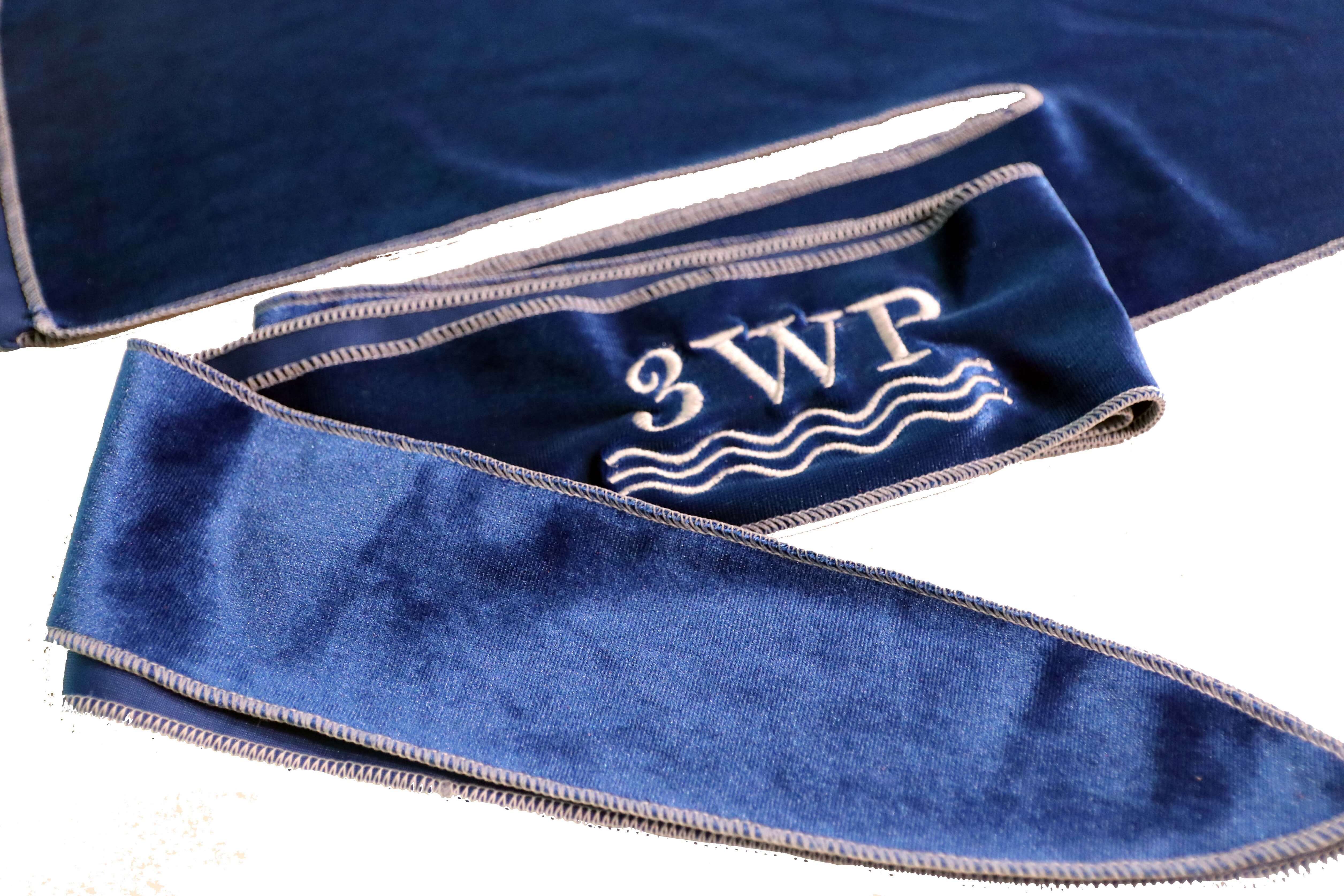 Royal Blue Velvet Durag white stitching