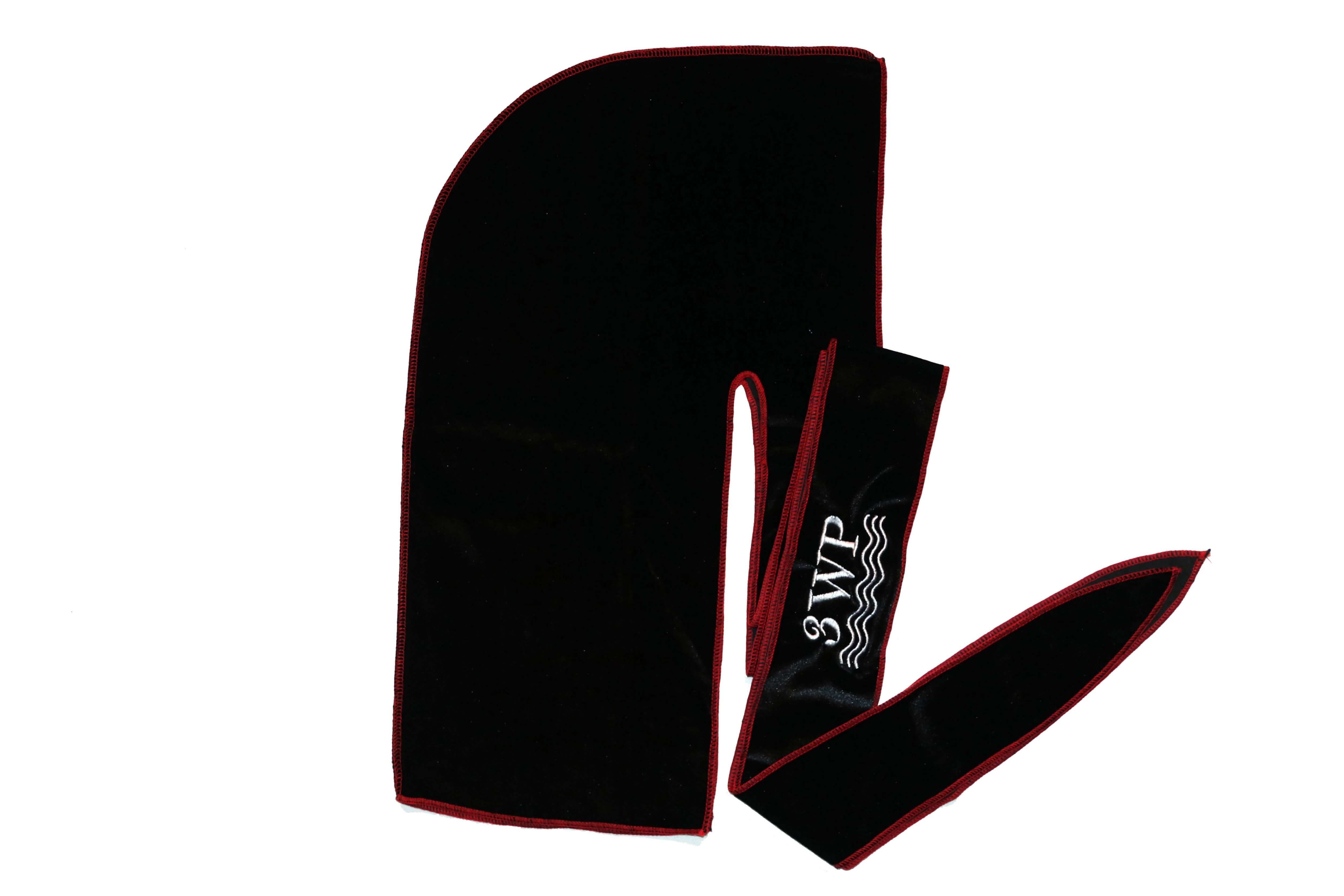 Black Velvet Durag Red Stitching