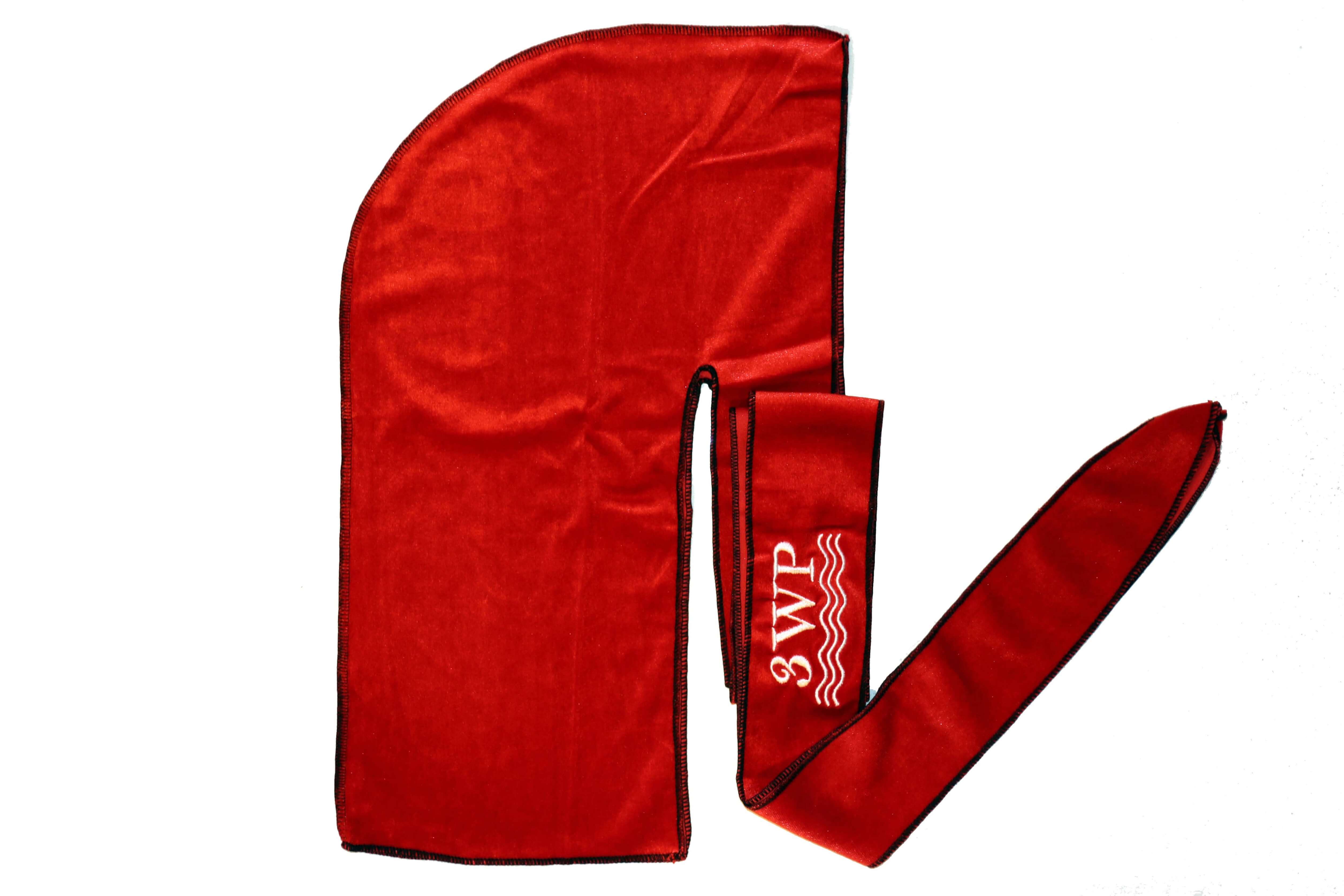 Red Velvet Durag Black Stiching