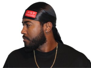 3WP Black Silky Du-rag Red Patch